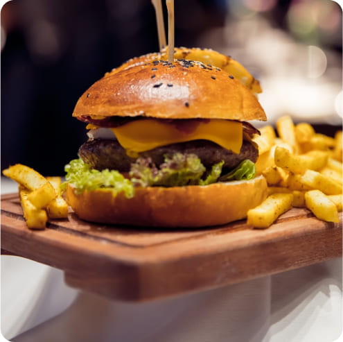 hamburger with fries